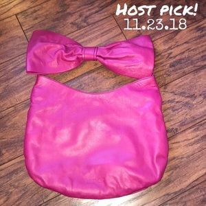 Valentino pink leather bow strap bag 